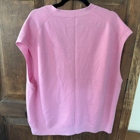 J. Crew Pink Button Up V-Neck Sweater Vest Women's 2X 100% Merino Wool - Picture 2 of 5